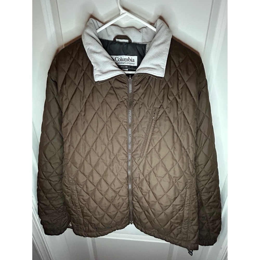 Vintage Y2k Columbia Brown Quilted Full Zip Puffer Winter Jacket Sz Womens XL